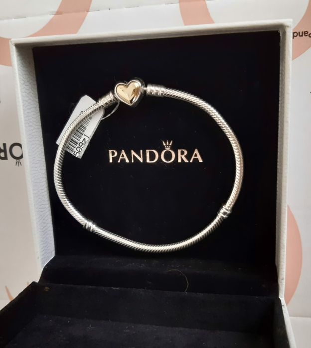 Oryginalna bransoletka Pandora zapiecie serce tt - 20cm