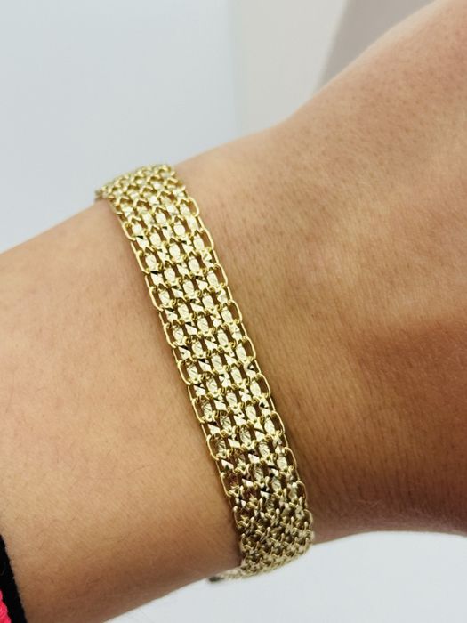 Złota Brasnoletka próba 585 14K szeroka Płaska Elegancka