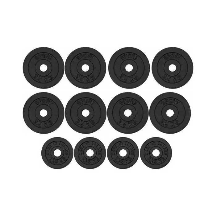 Obciążenie żeliwne zestaw 25kg 12 talerzy 8x2,5kg 4x1,25kg WA