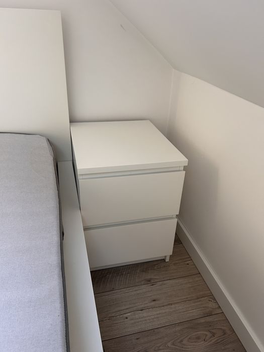 Lóżko MALM białe 160x200 zestaw z materacem szafki