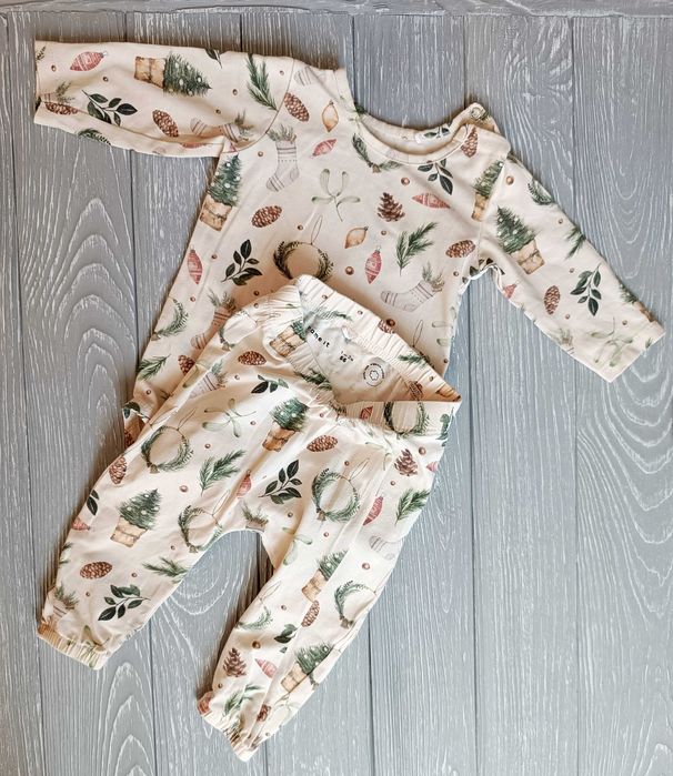 Боді для немовлят з довгим рукавом та штани  (56 розмір, 1-2 місяці)