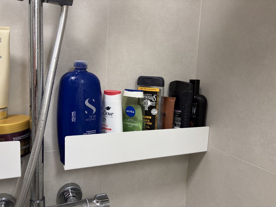 Półka pod prysznic 40 cm stal nierdzewna biała