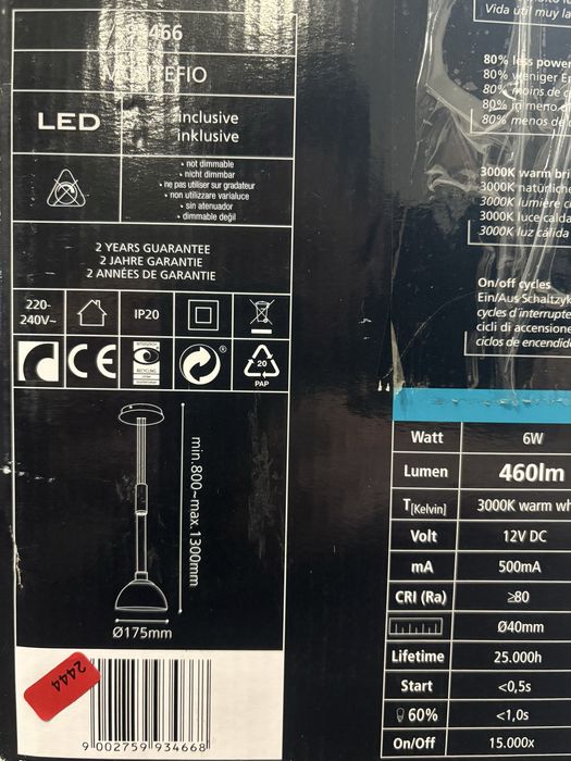 Lampa Wisząca EGLO Montefio 93466 LED