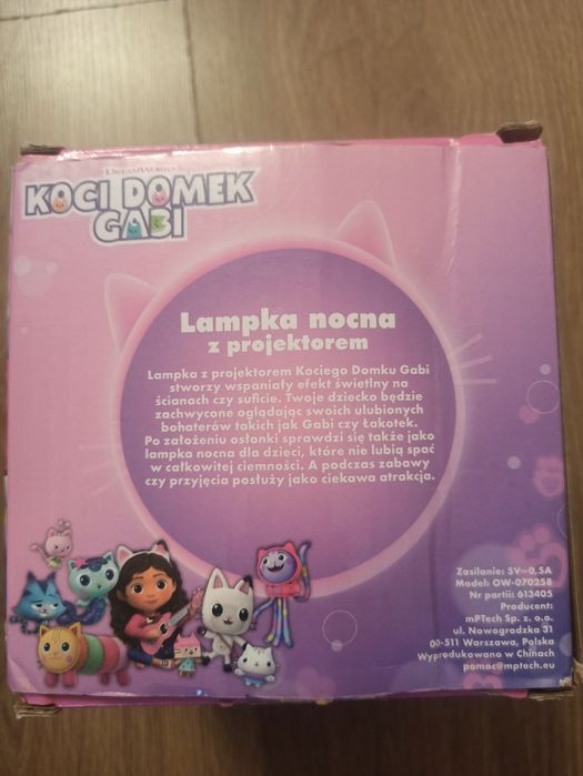 Koci domek gabi lampka nocna z projektorem