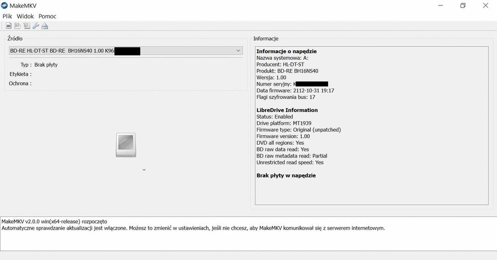 Nagrywarka czarna SATA PC DVD i Blu ray LG BD-RE BH16NS40 Modisc - Omni drive mod