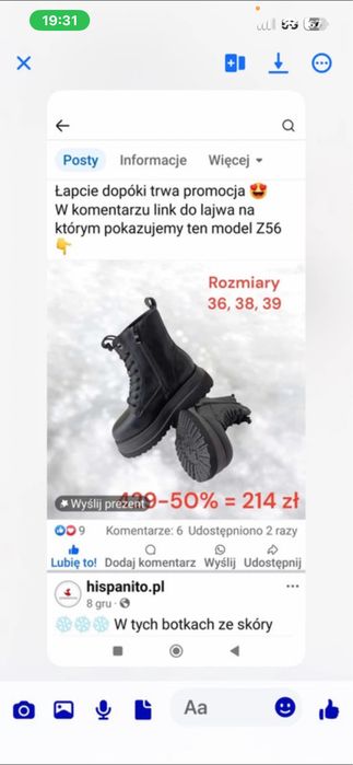 Trapery GOE  r. 38 skora czarna
