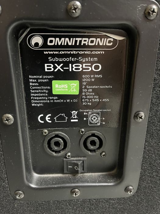 Nagłosnienie dla dj JBL JRX + Omnitronic Bx