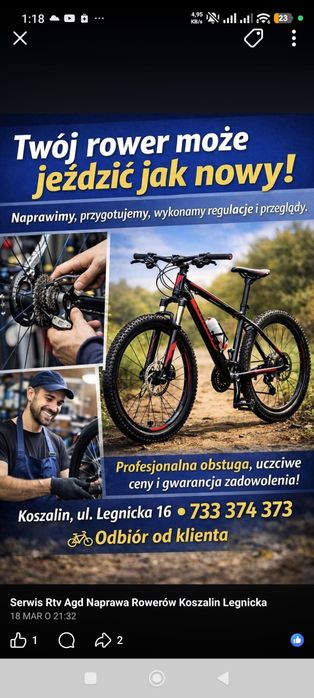 Serwis rowerowy Koszalin Legnicka 16 piwnica