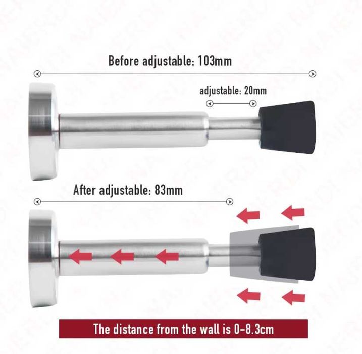 Регульований стопер для дверей | Настінний обмежувач-відбійник