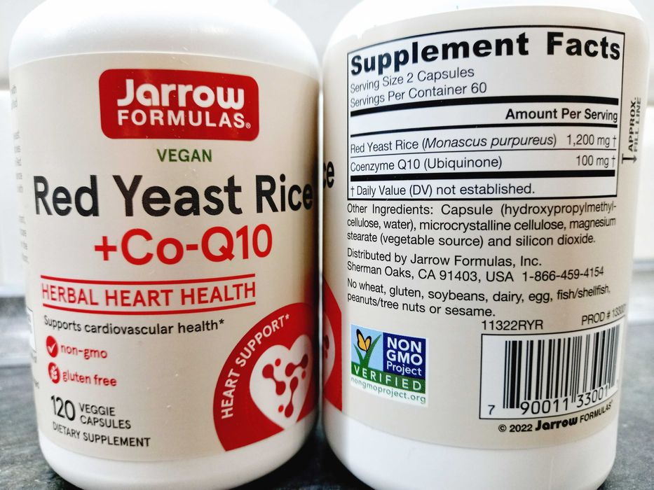Jarrow Formulas, Red Yeast Rice + Co-Q10 (120 капс.), красный рис