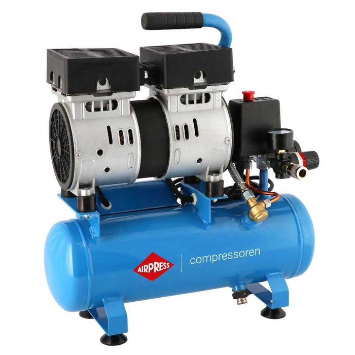 Mały kompresor bezolejowy dwutłokowy L 6-105 8 bar 0.6 KM/0.45 kW 48 l/min 6 l cichy 36738
