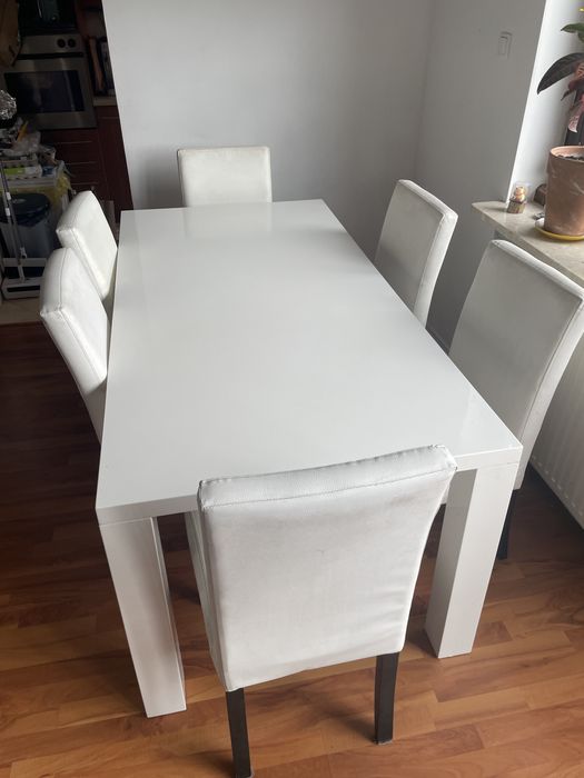 Stół komplet 6 osobowy + stolik kawowy