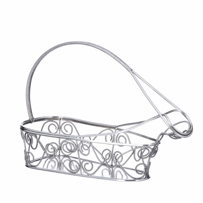 Centro floreira com plateau redondo prata portuguesa