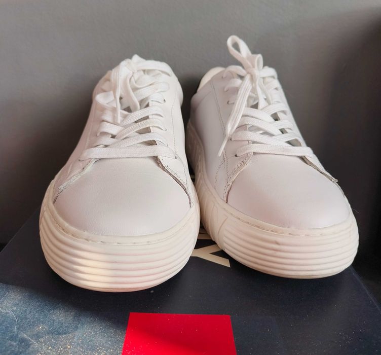 Sneakersy skórzane Tommy Jeans Hilfiger białe - r. 44