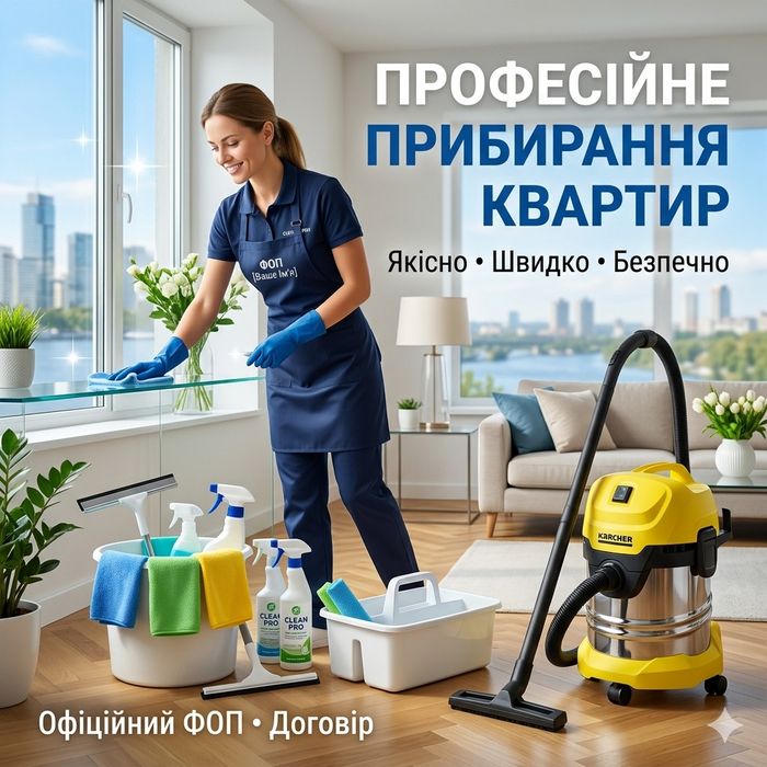 Професійне прибирання квартир. Якісно та надійно (ФОП