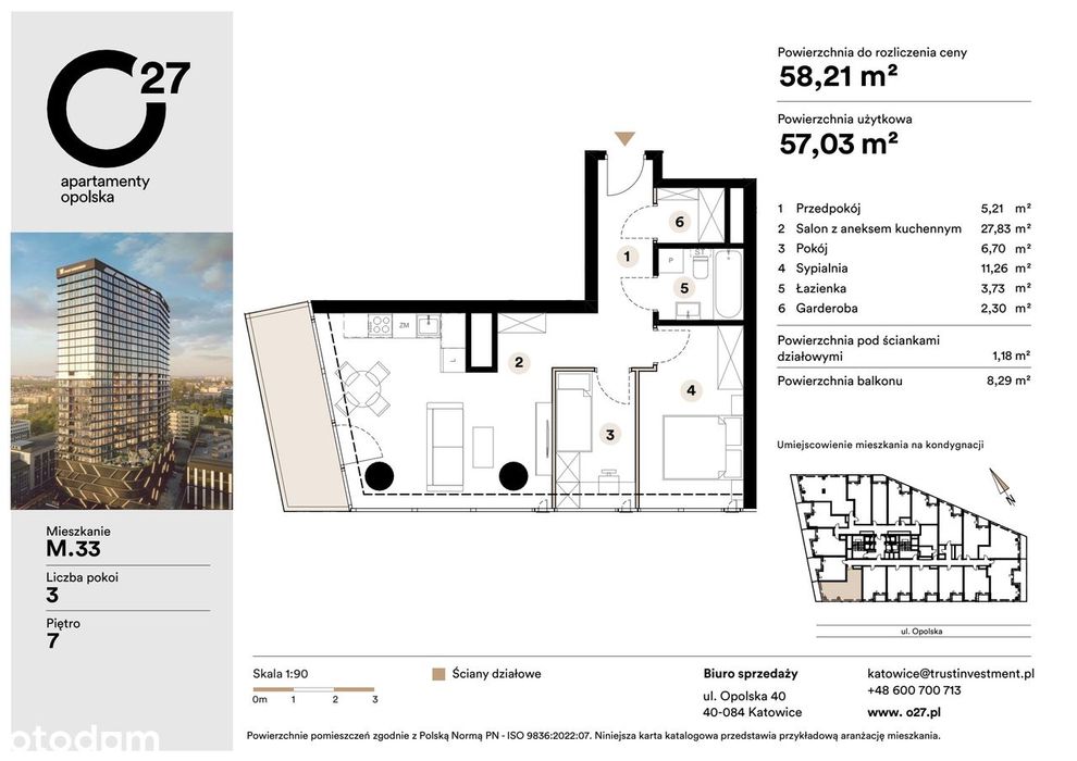 3-pokojowe mieszkanie 57m2 + balkon Bezpośrednio