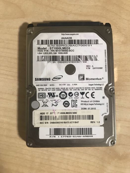 HDD,Жорсткий диск для ноутбука 1TB: 500 грн. - Запчастини для ноутбуків ...