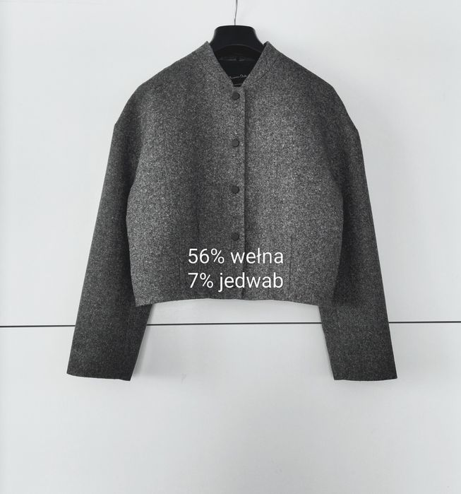 Kurtka Massimo dutti 36 S bomber bomberka czarna wełniana zatrzaski