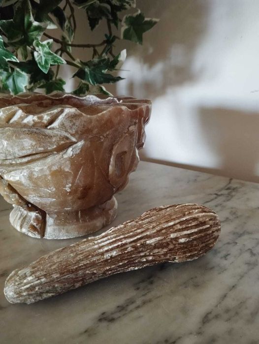 Almofariz e Pilão Alabastro Farmácia Chinês