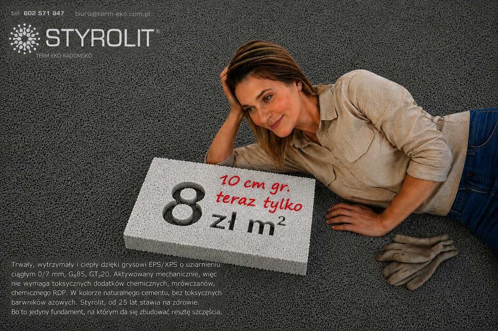 płynna masa styropianowa EPS200 cena tylko 8 zł za 1 m2 gr. 10 cm