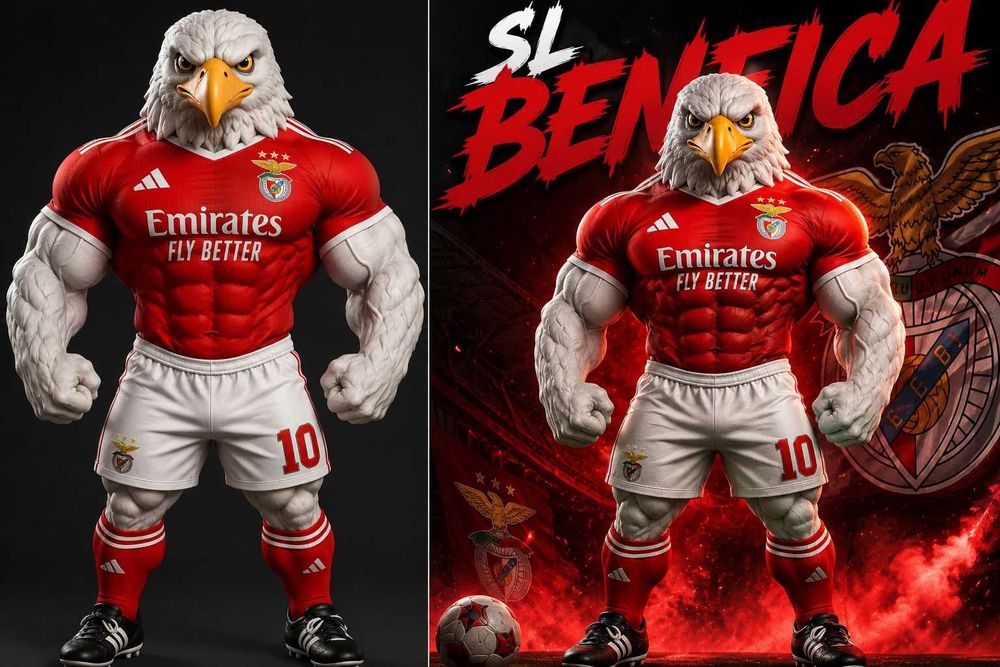 Águia do Benfica Musculada – Estátua 3D Exclusiva