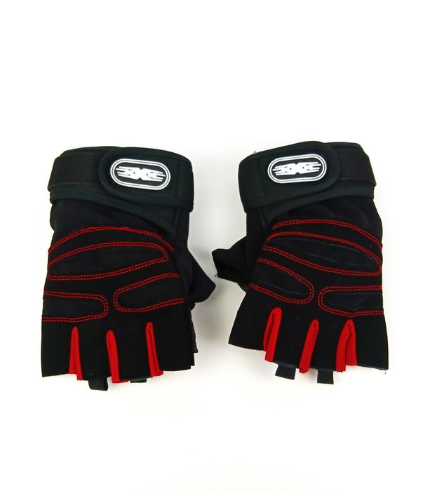 Nowe czarno czerwone regulowane rękawiczki treningowe bez palców r XL