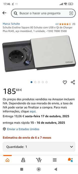 Tomada Evoline Square 80 com indução