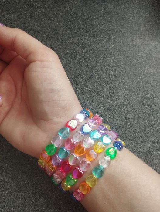 5x nowa bransoletka, zestaw komplet bransoletek hand made serduszka