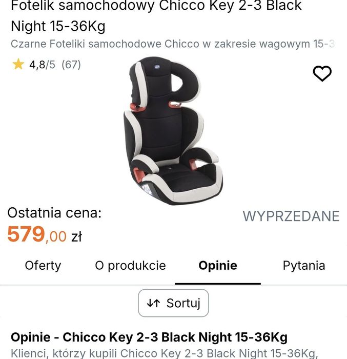 Fotelik samochodowy Chicco Key 2-3 Black Night 15-36Kg