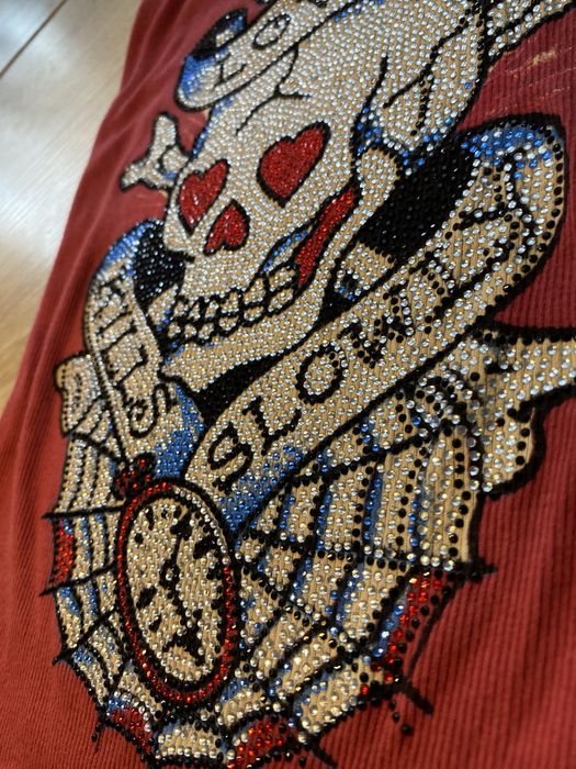 Ed hardy love kills slowly rhinestone tank top