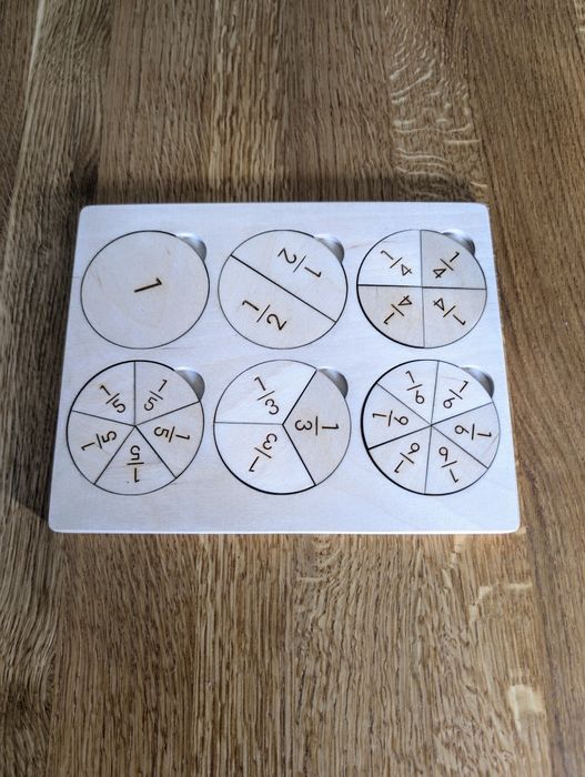 Układanka – puzzle montessori nauka ułamków ⅙