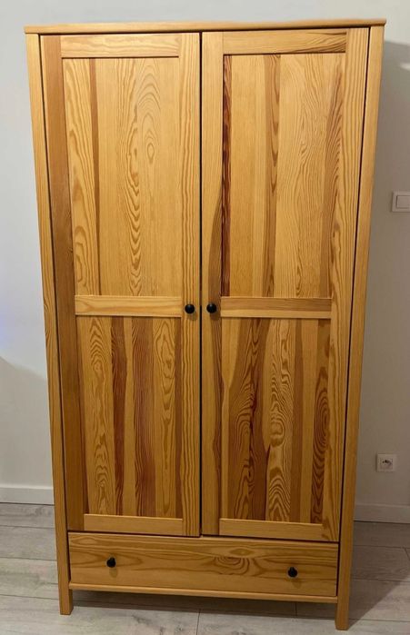 Bieliźniarka ubraniowa, drewniana sosnowa, lite drewno