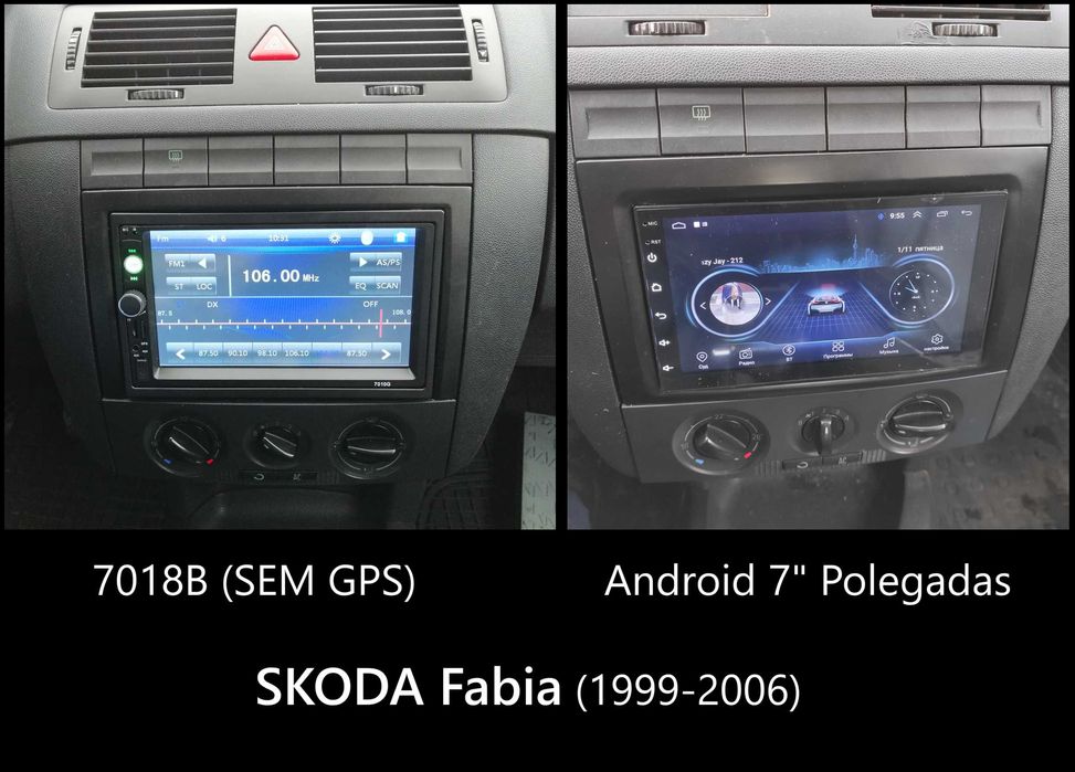 (NOVO) Rádio 2DIN • SKODA Fabia (2001 até 2020) • Android GPS [4+64GB]