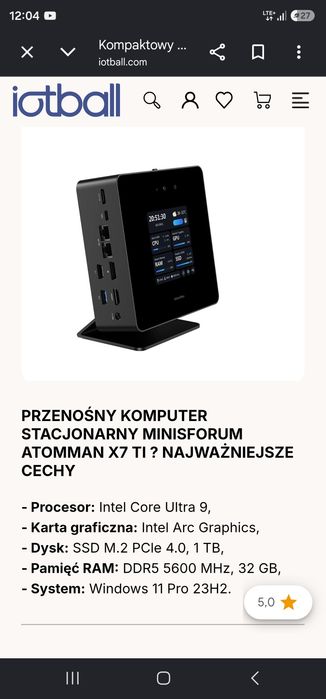 Sprzedam nowy MiniPc AtomMan X7 Ti