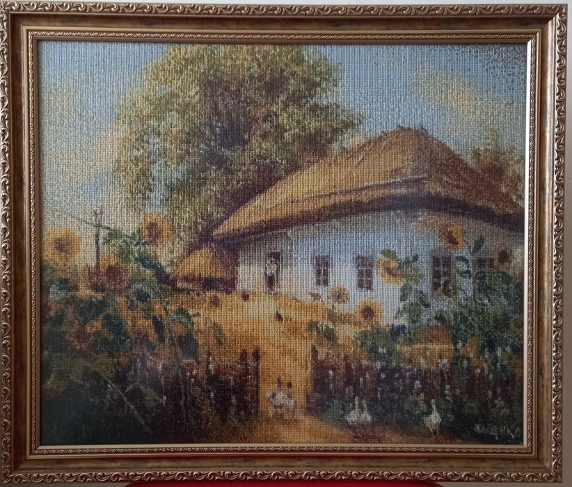 Картина вишита хрестиком "Українська (Шевченківська) хата"