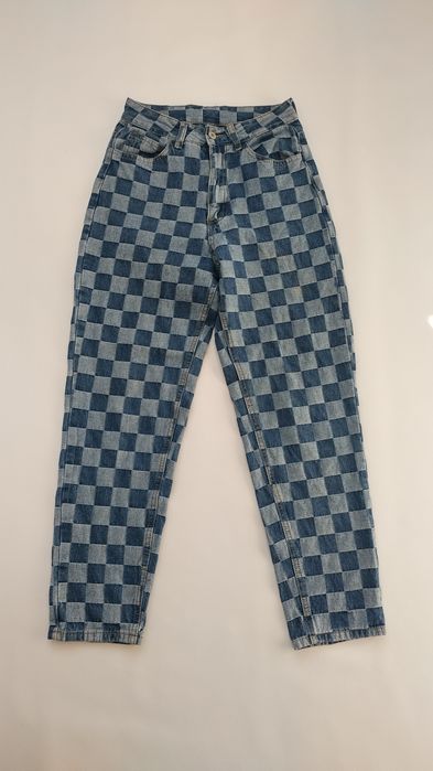 Джинсы в клеточку size S  штаны брюки