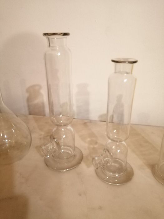 Frasco Vintage Farmácia cor âmbar vidro soprado manualmente (à mão)