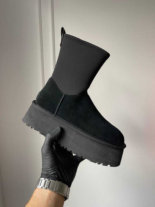 Уггі UGG Classic Dipper Boot Black premium угги натуральні замша і хутро
