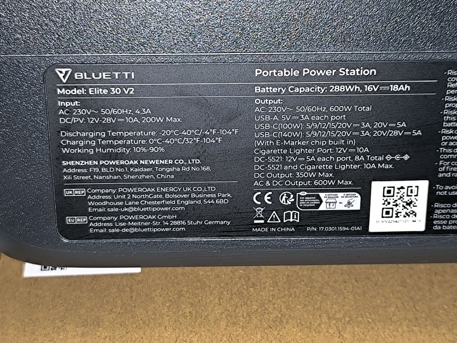 Зарядна станція 600W/288Wh BLUETTI Elite 30 V2 +1500W