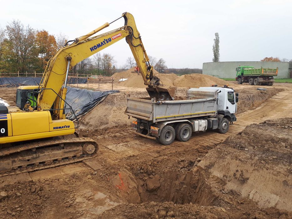 Ziemne, kruszywa, wykopy, koparka, spycharka, wywrotki