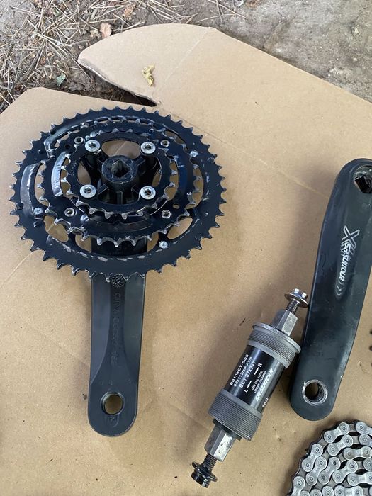 Napęd Shimano Deore 9rz pełny zestaw korba kaseta 2 łańcuchy bardzo dobry stan
