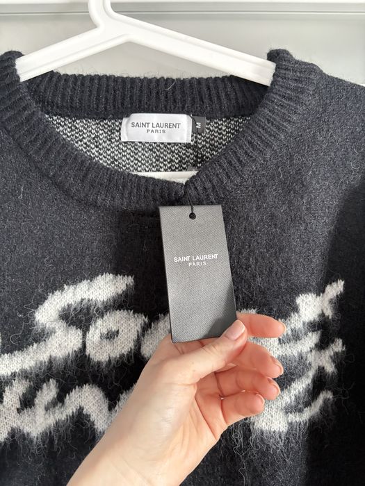 Sweter saint laurent czarny napis