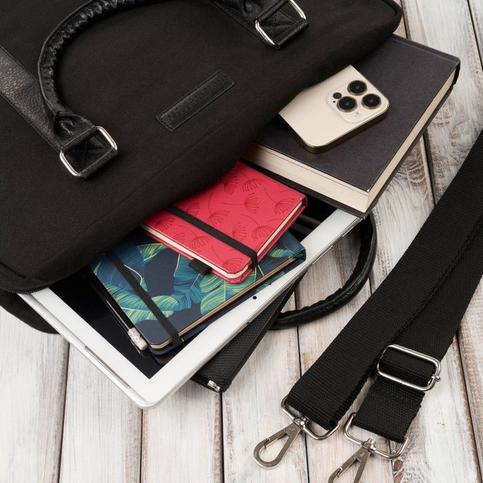 torba męska na ramię lub do ręki wegańska do pracy na laptopa czarna