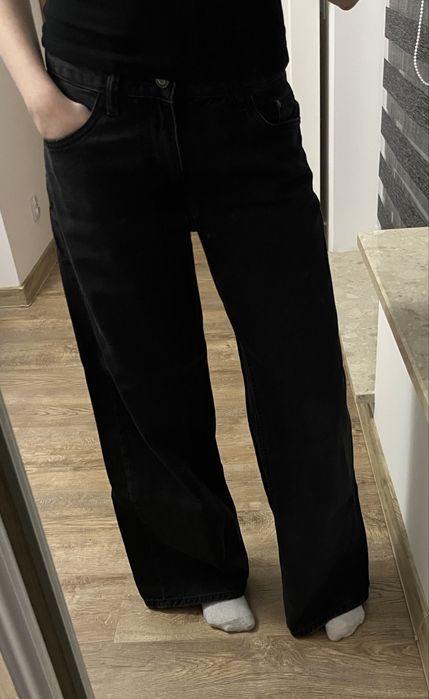 Jeansy wide leg black