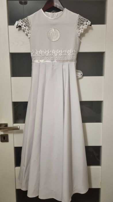 Zestaw Alba komunijna, wianek, bolerko roz. 140/146