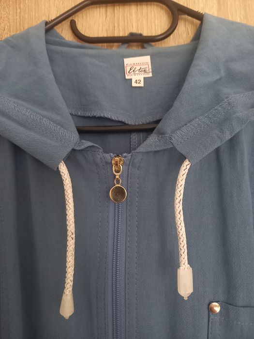 Kurtka katana bluza narzutka niebieska bawełna L 40