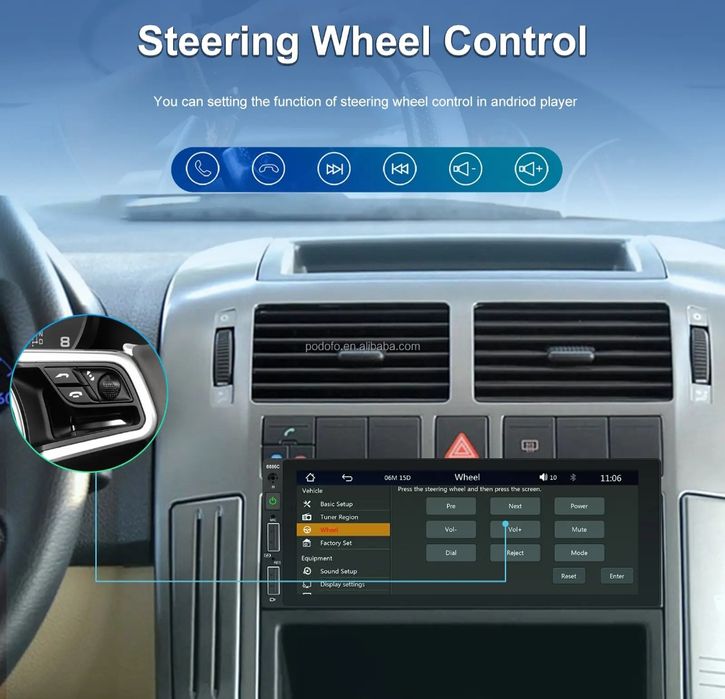 Rádio 1din 6,86" Android Auto e Carplay + Microfone NOVO