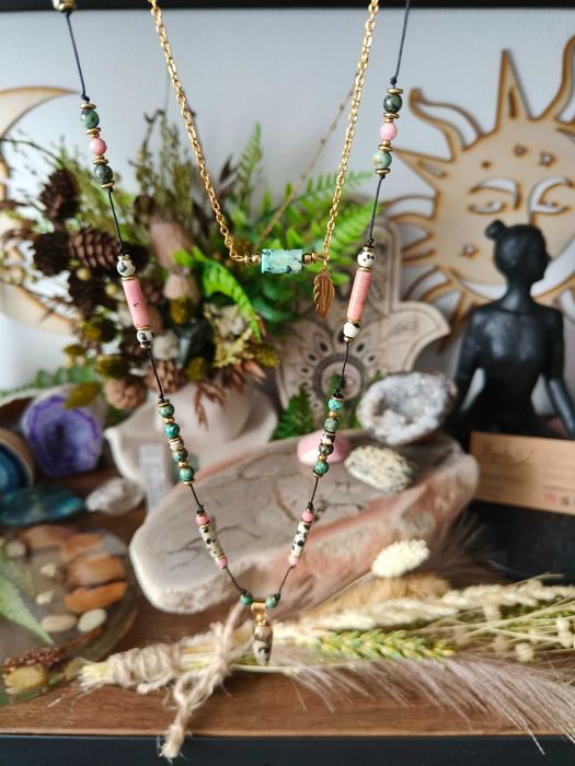 Podwójny naszyjnik kamienie naturalne