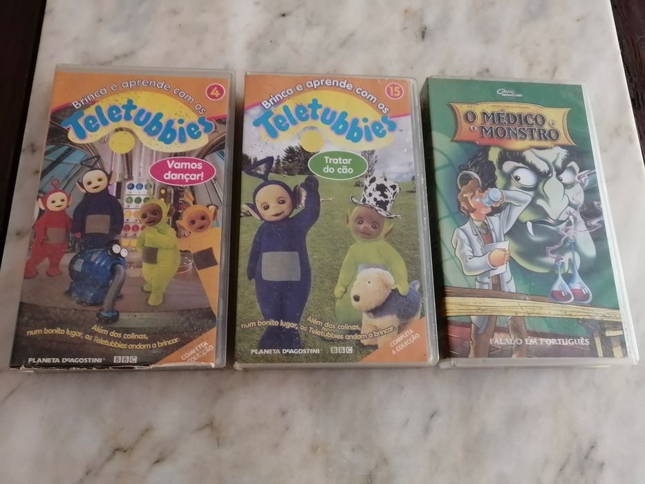 lote de 3 cassetes vhs série infantil anos 70
