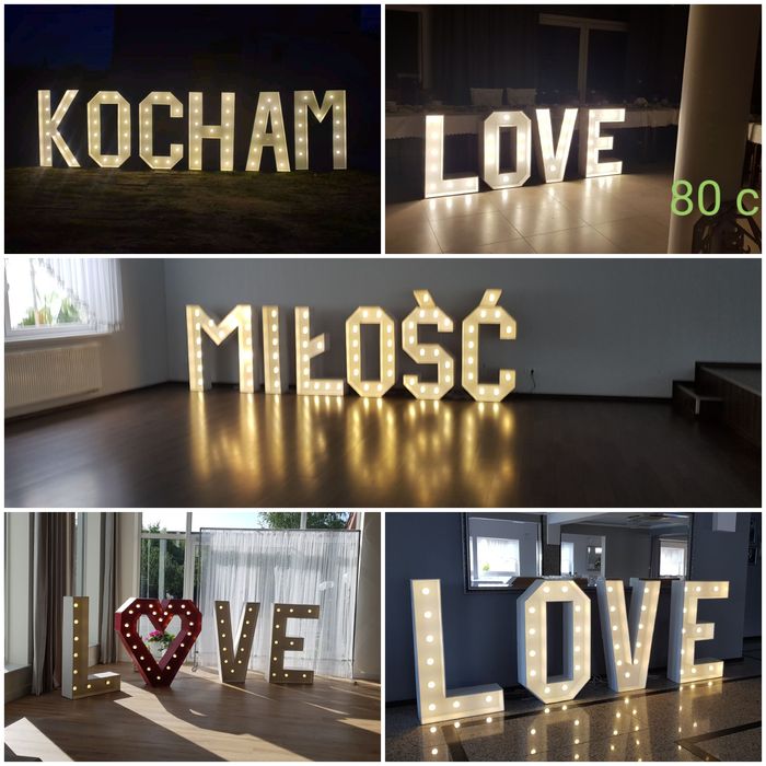 Miłość LOVE KOCHAM ti amo amore amour. Napisy na wesele ślub białe